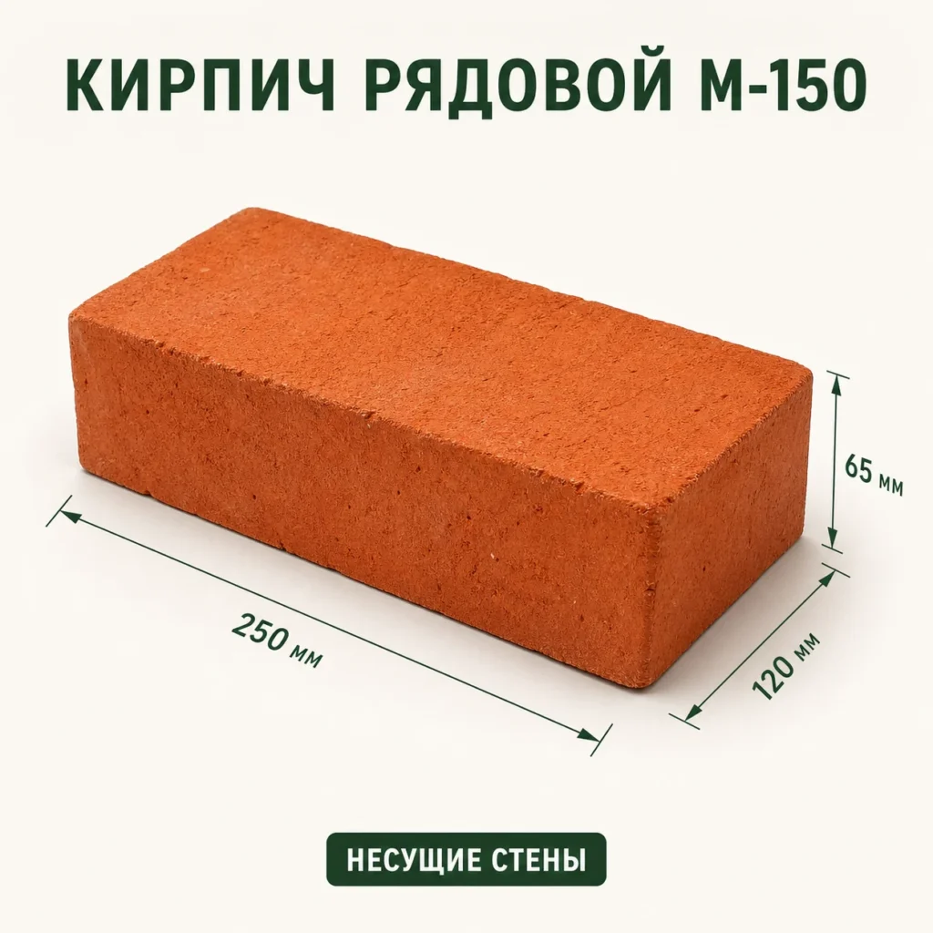 Кирпич керамический рядовой М-150