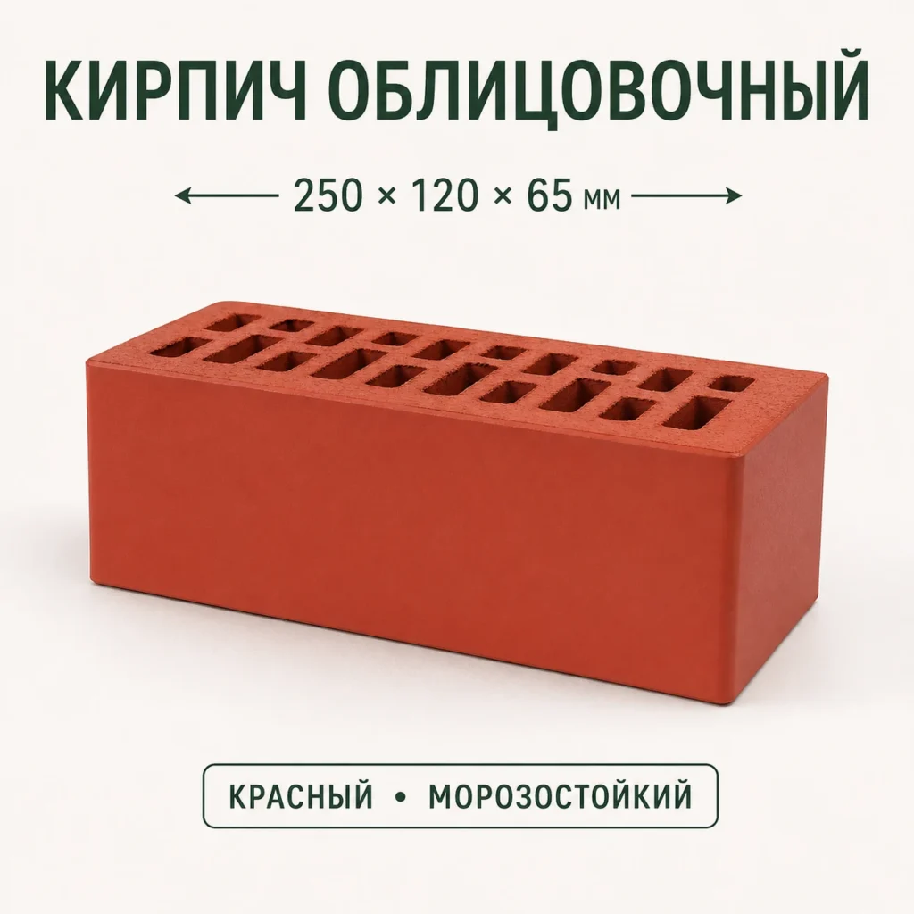 Кирпич облицовочный красный