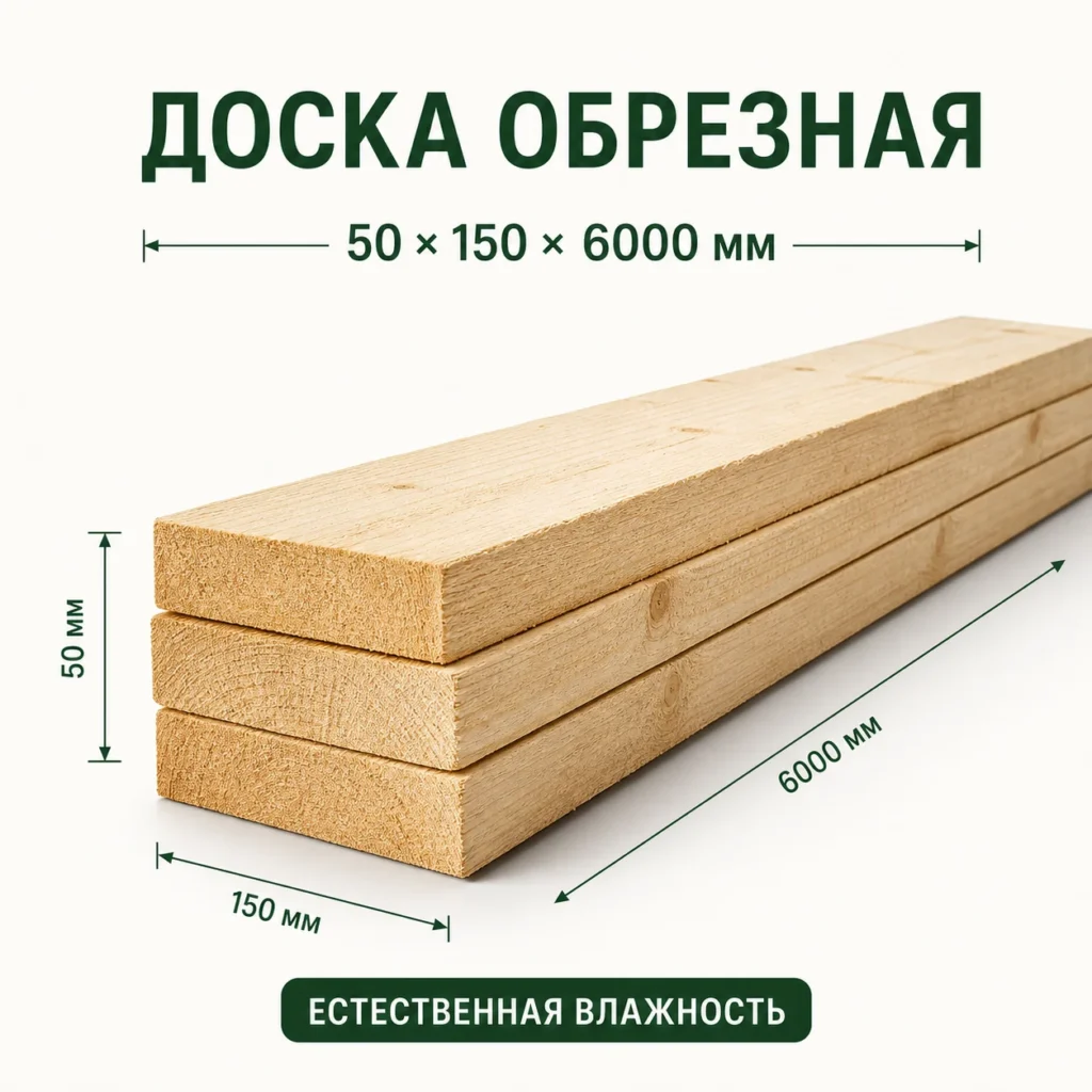 Доска обрезная 50×150×6000