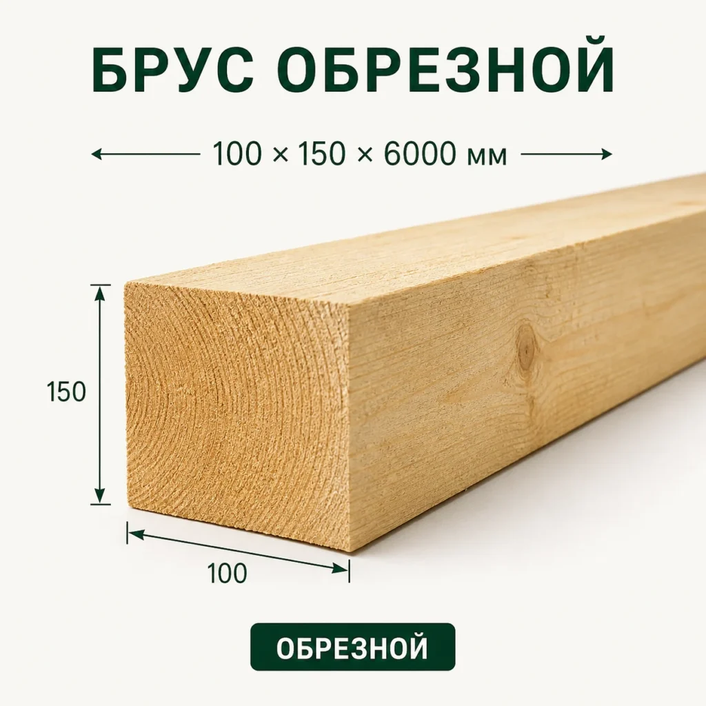 Брус обрезной 100×150×6000