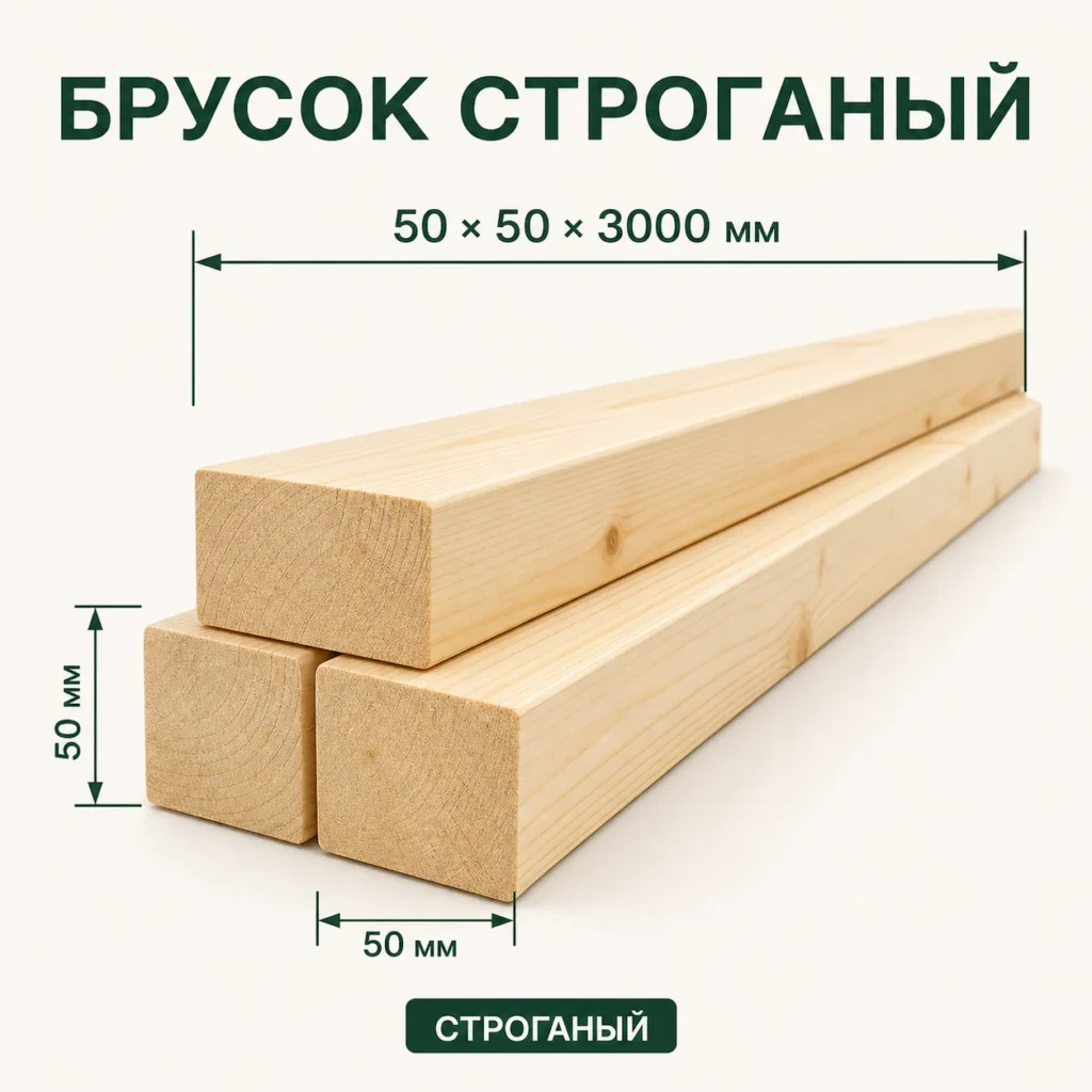 Брусок строганый 50×50×3000