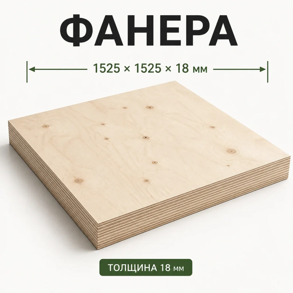Фанера 18 мм 1525×1525 сорт 4/4