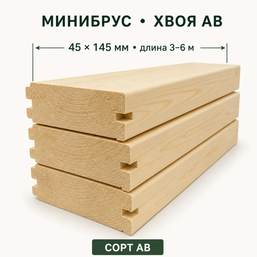 Минибрус хвоя АВ 45×145, длина 3–6 м