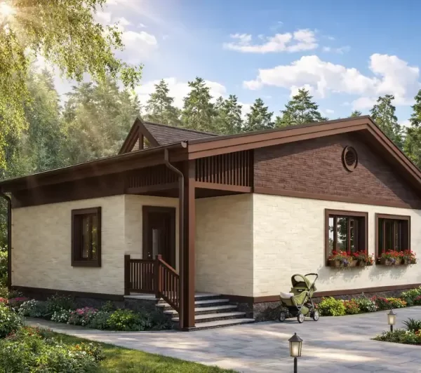 Проект одноэтажного дома 61 м² из кирпича