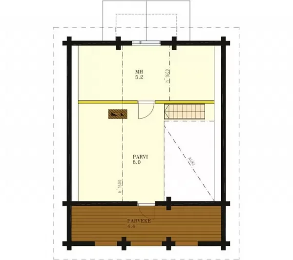 Проект одноэтажного дома 62 м² из бревна