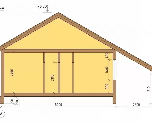 Проект одноэтажного дома 62 м² каркасный