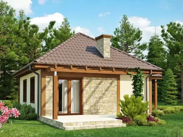 Проект одноэтажного дома 60 м² из газобетона