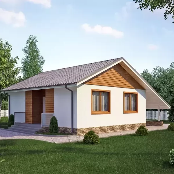 Проект одноэтажного дома 62 м² каркасный
