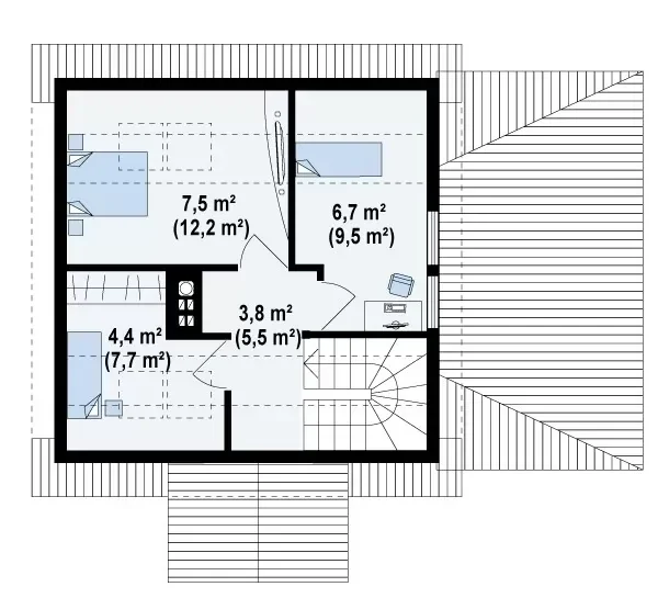 Проект одноэтажного дома 62 м² из бруса