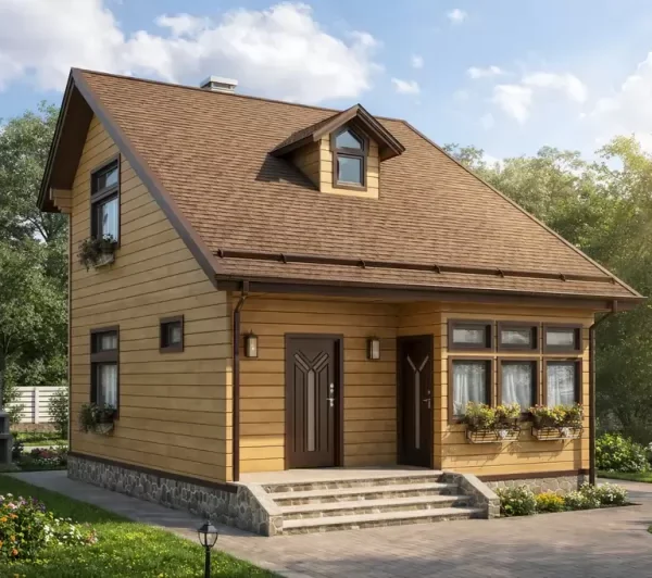 Проект двухэтажного дома 60 м² из бруса