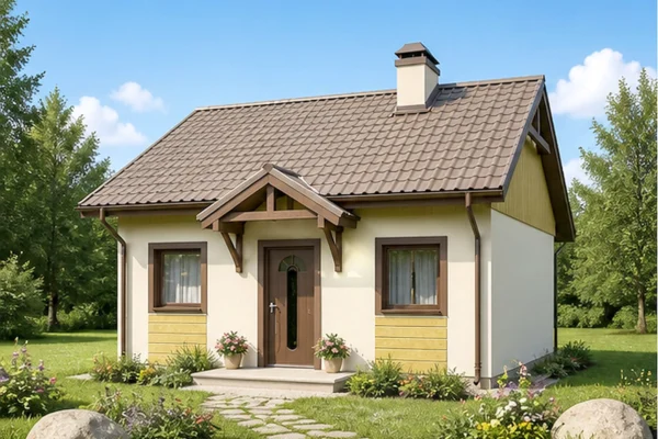 Проект одноэтажного дома 44 м² с террасой