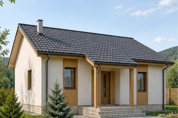 Проект одноэтажного дома 63 м² с террасой