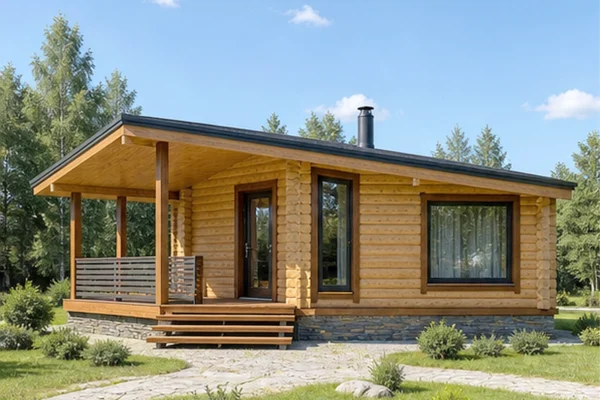 Проект бани со скошенным фасадом 38 м² № 3248