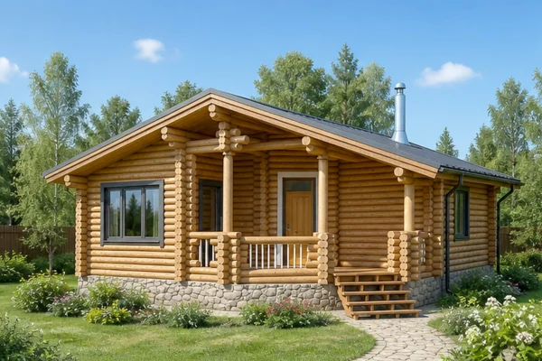 Проект бани с верандой 42 м² № 3253