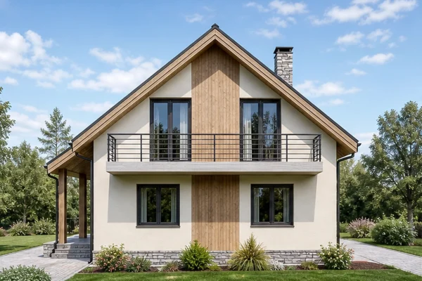 Проект двухэтажного дома 146,3 м² с террасой и балконом