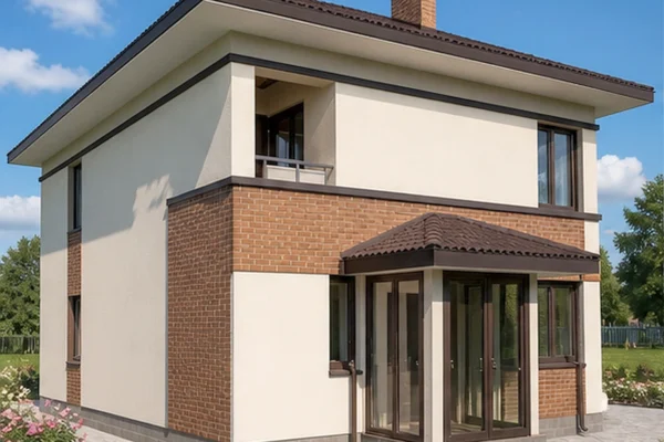 Проект двухэтажного дома 178 м² с террасой и балконом