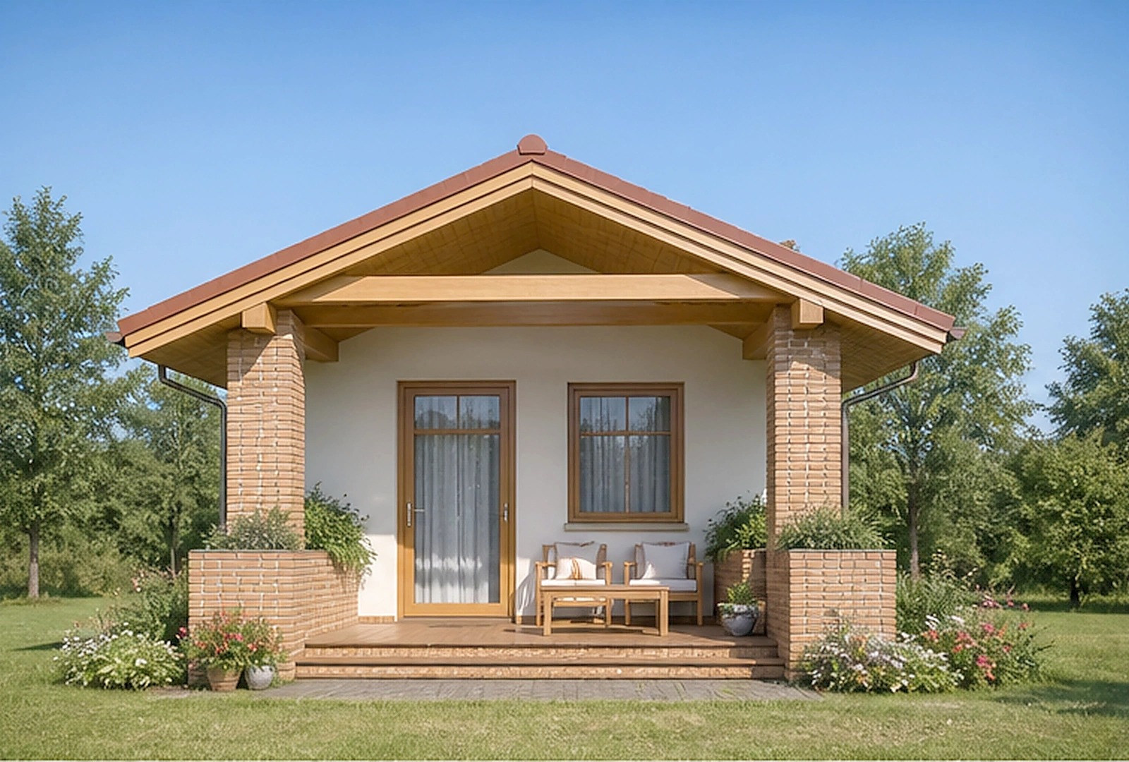 Проект одноэтажного дома 50 м² с террасой