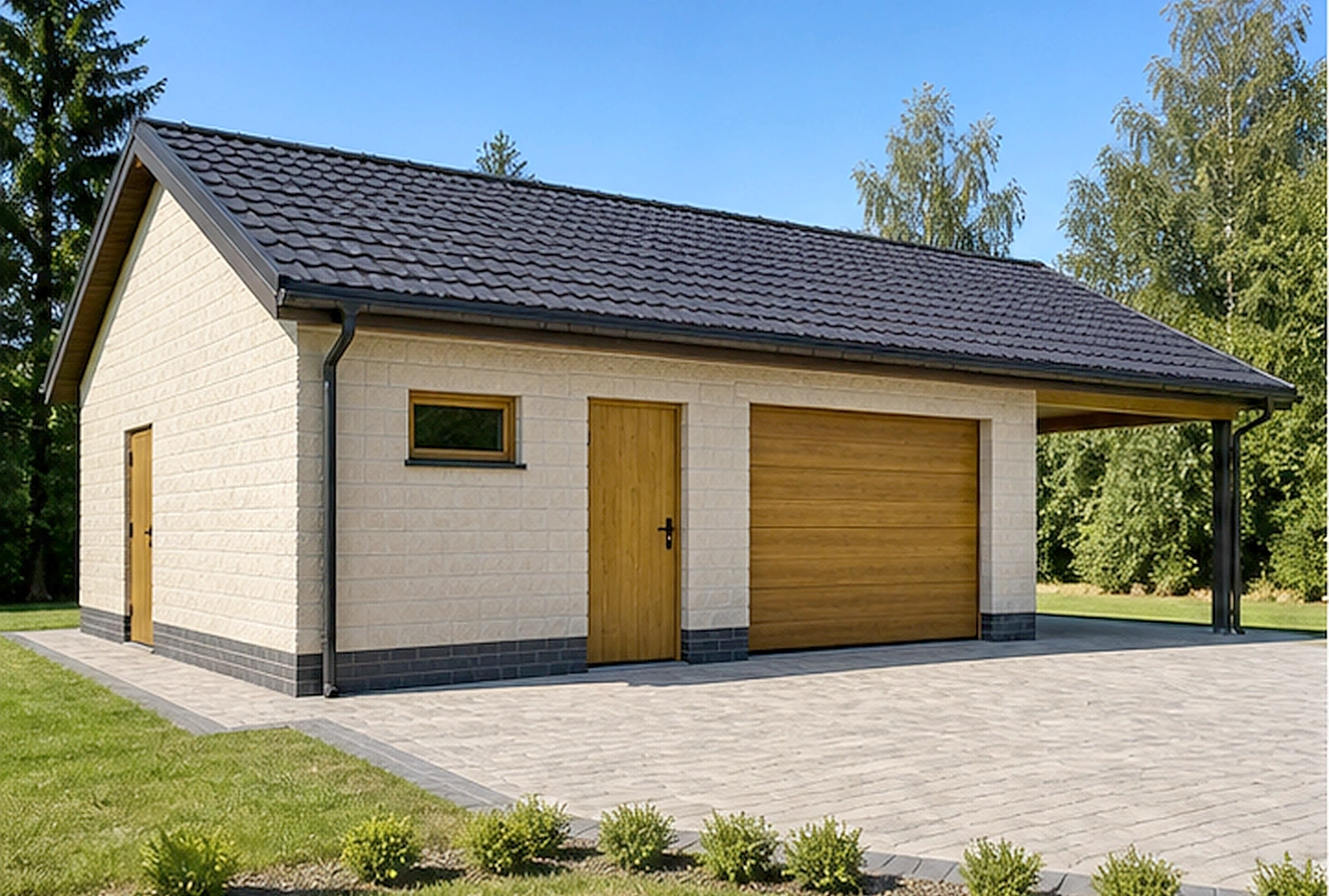Проект гаража 51 м² с навесом