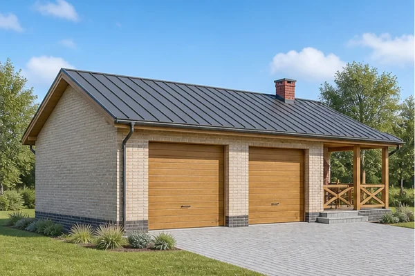 Гараж 56 м² на две машины с мастерской-террасой