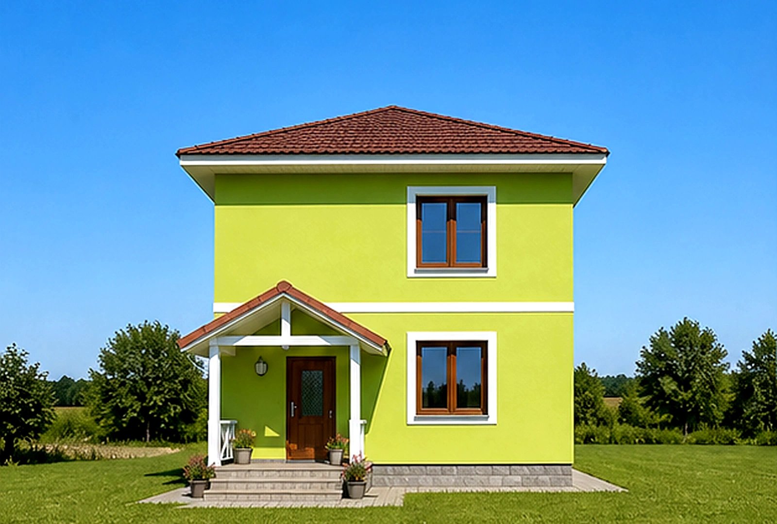 Проект двухэтажного дома из СИП-панелей 104 м² с террасой № 2172