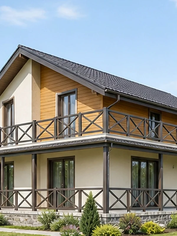 Проект двухэтажного дома 156,31 м² с террасой и балконом