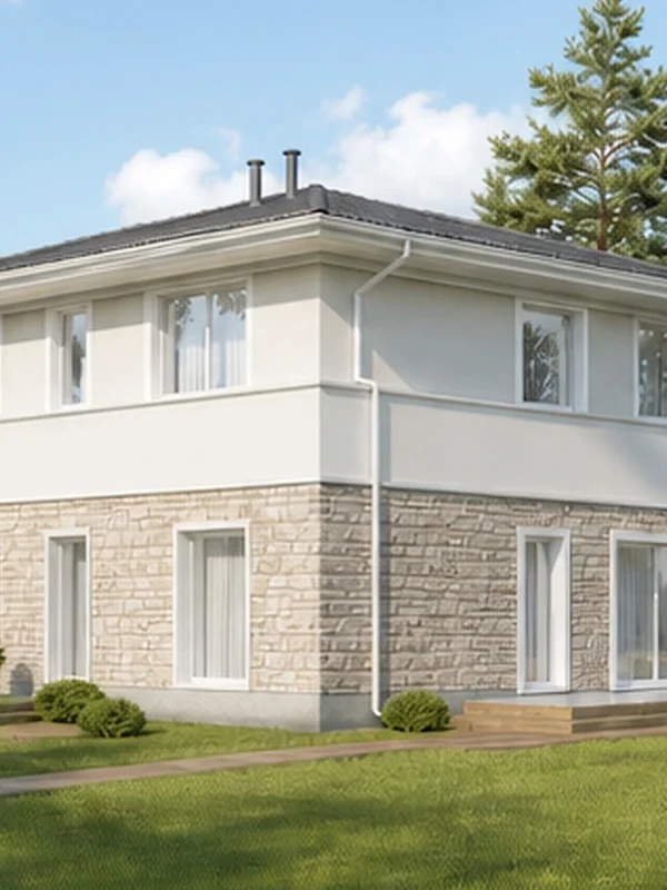 Проект двухэтажного дома 328,5 м² с гаражом и террасой