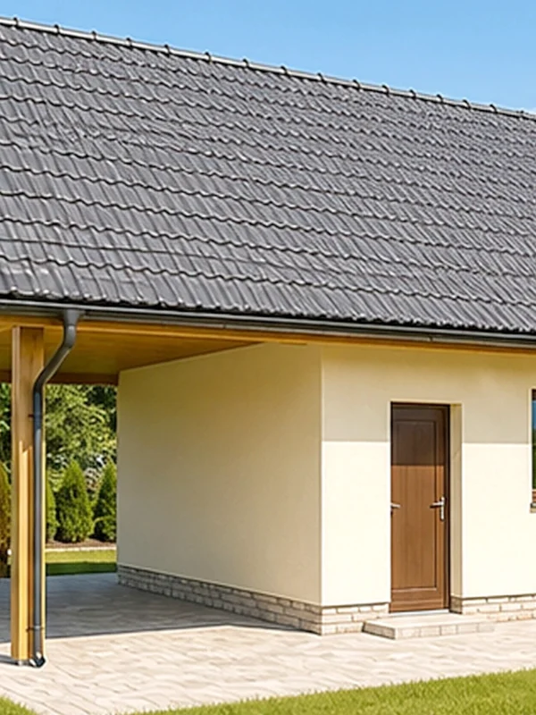 Проект двухуровневого гаража 70 м² с навесом