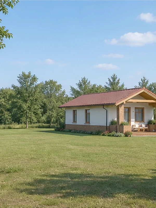 Проект одноэтажного дома 50 м² с террасой