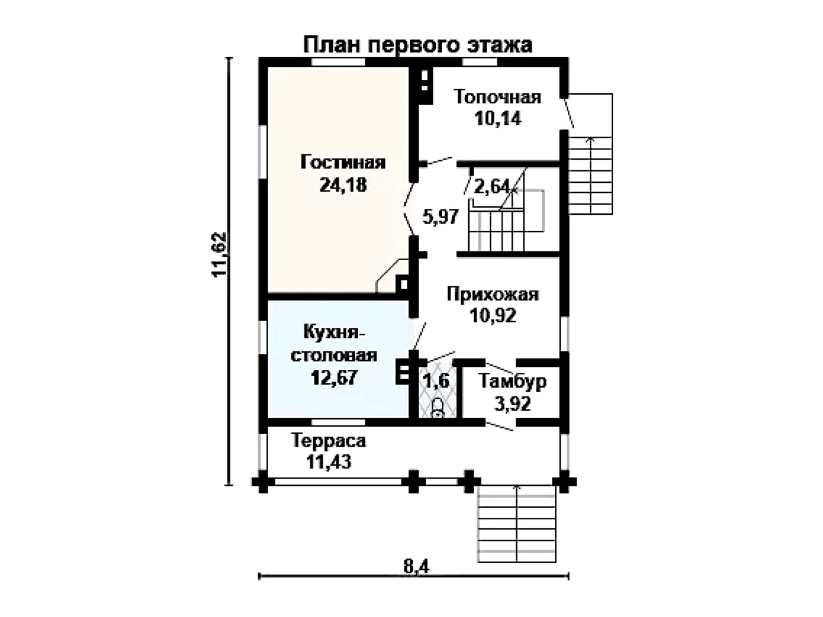 Планировка — Проект двухэтажного дома 162 м² с террасой и балконом