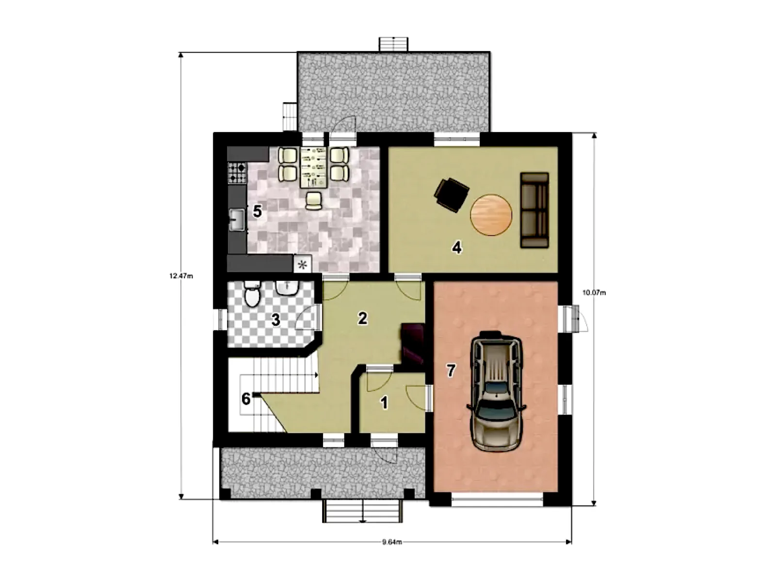 Планировка — Проект двухэтажного дома 175 м² с гаражом и террасой