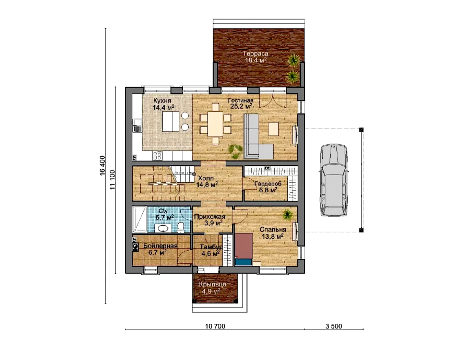 Планировка — Проект двухэтажного дома 186 м² с террасой и балконом