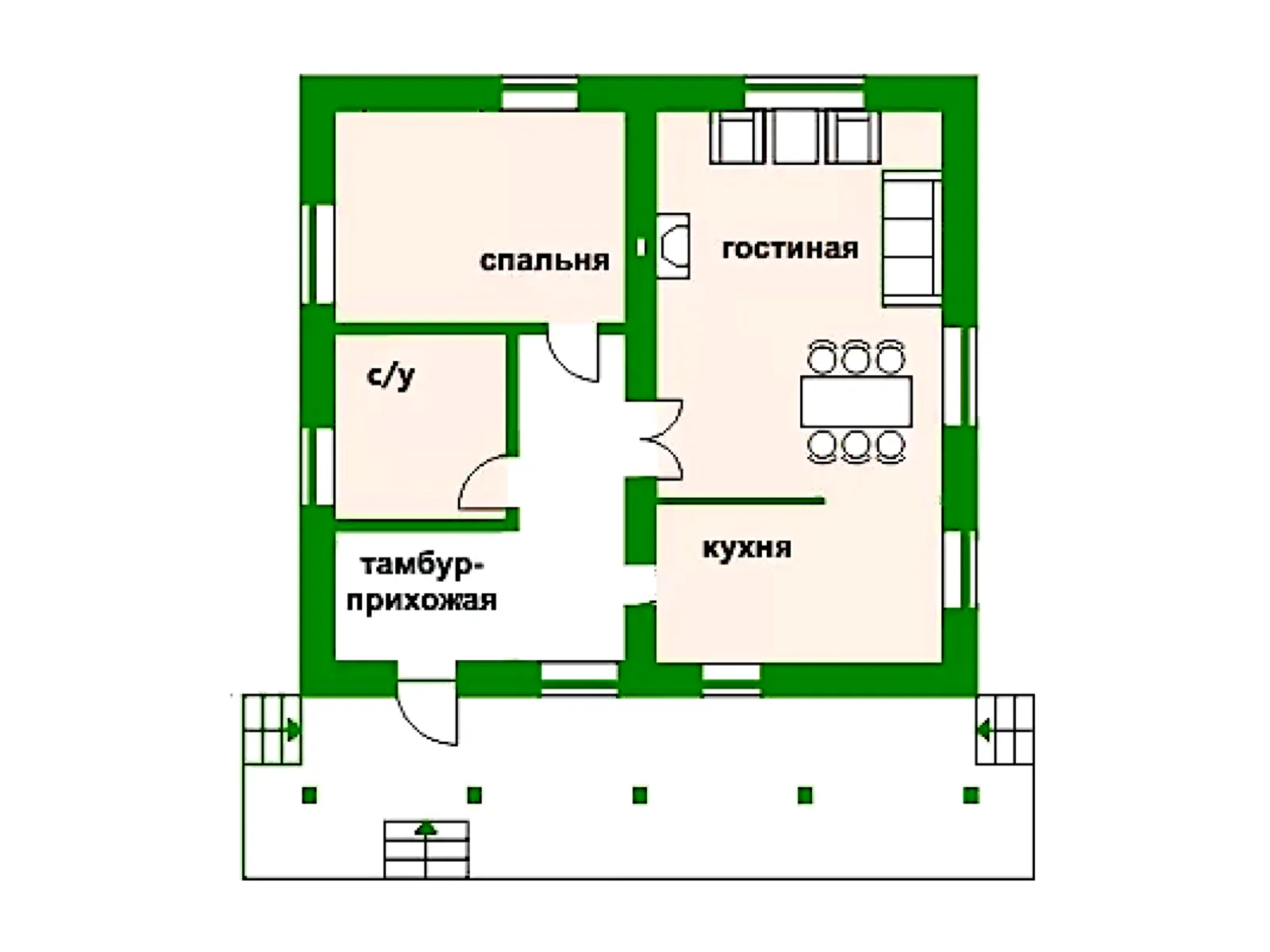 Планировка — Проект одноэтажного дома 71 м²