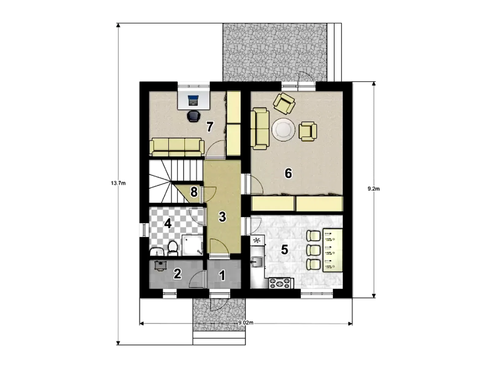 Планировка — Проект двухэтажного дома из СИП-панелей 147,9 м² с террасой № 2180