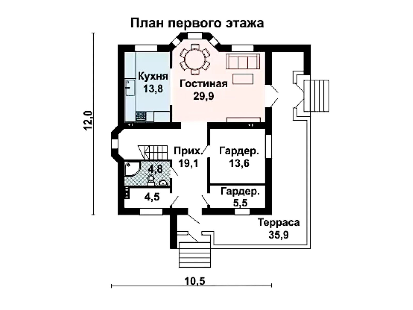 Планировка — Проект двухэтажного дома из СИП-панелей 209 м² с террасой № 2178