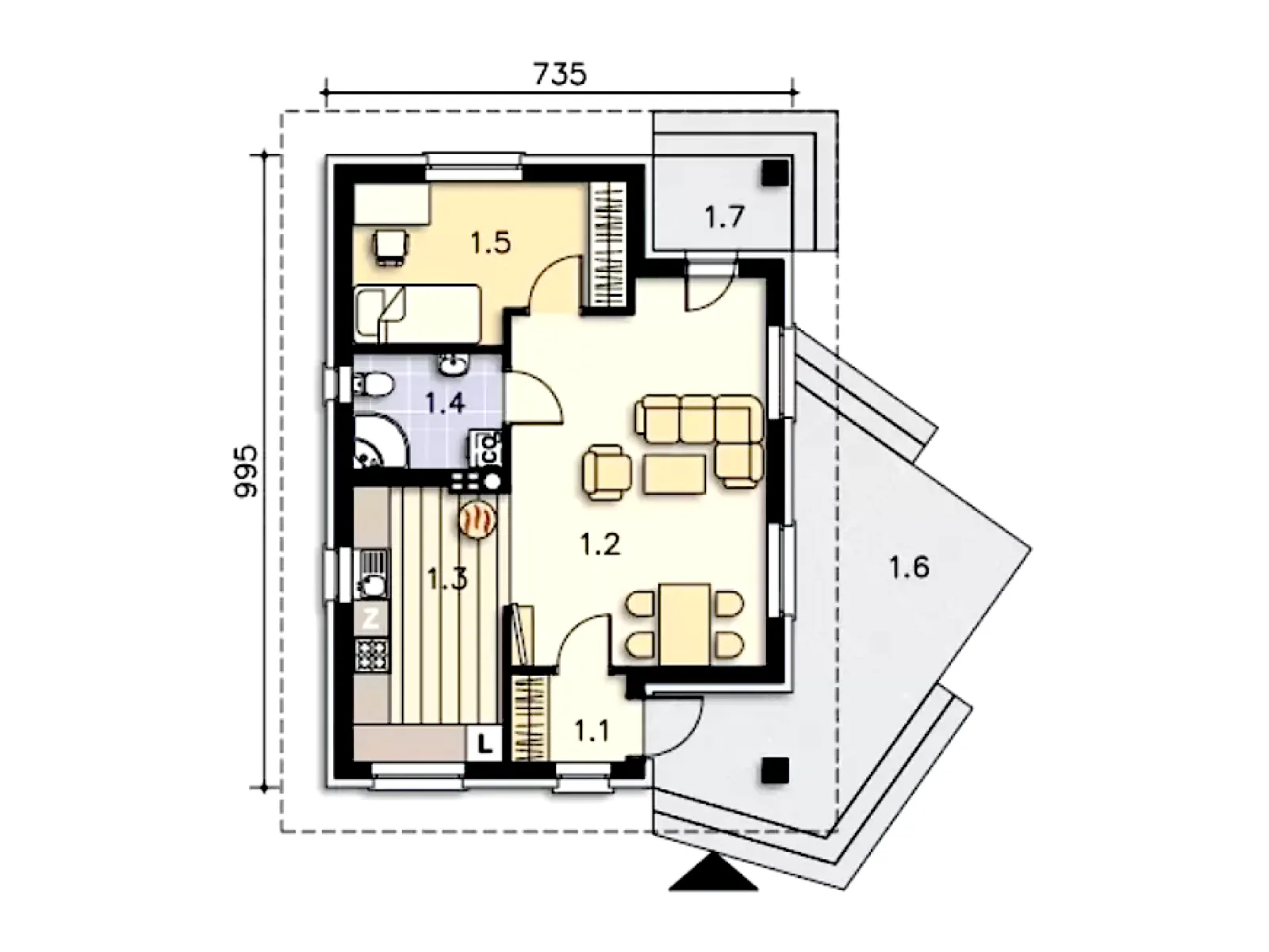 Планировка — Проект дома 85 м² с террасой