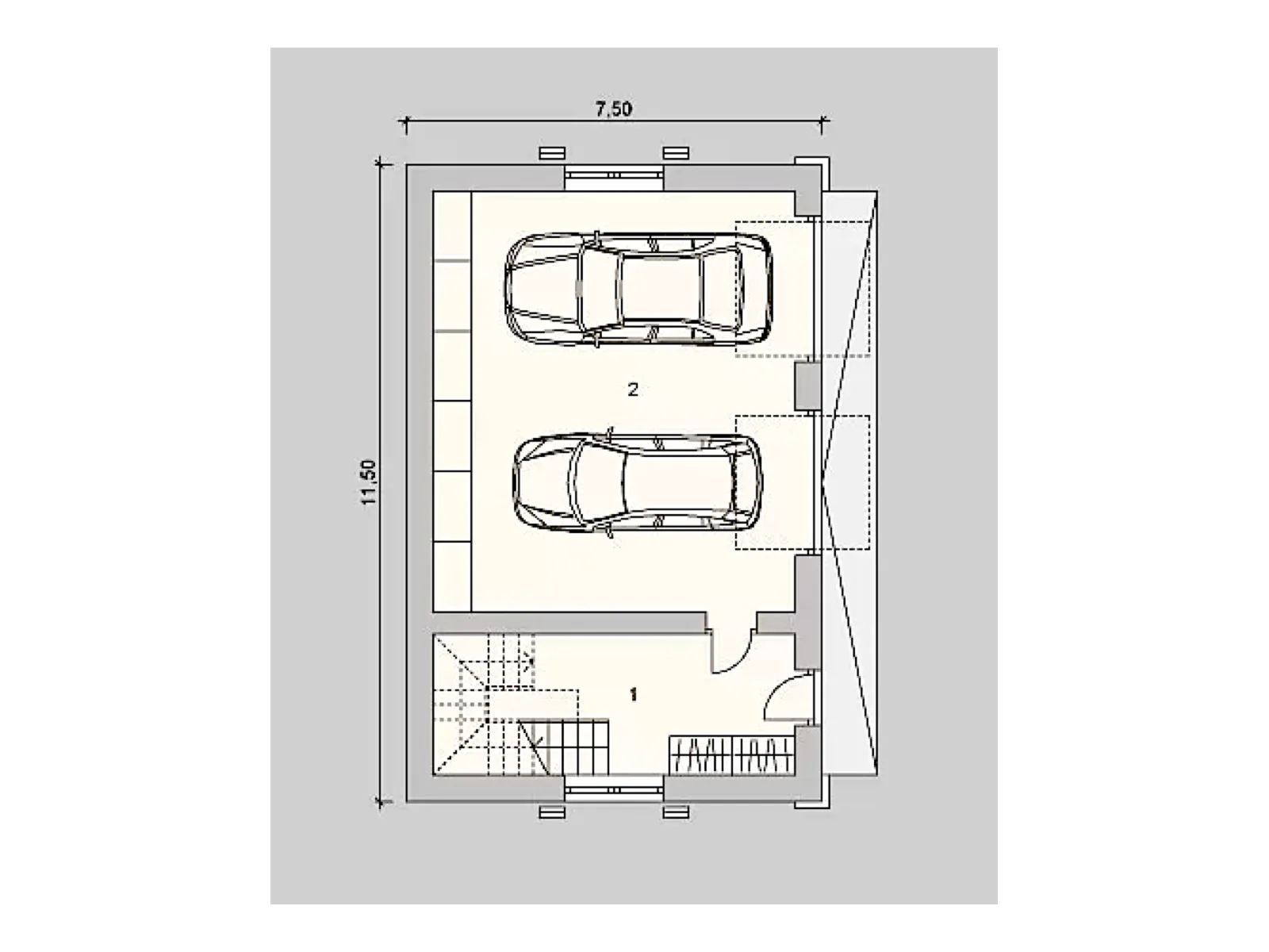 Планировка — Проект гаража 86 м² с мансардой