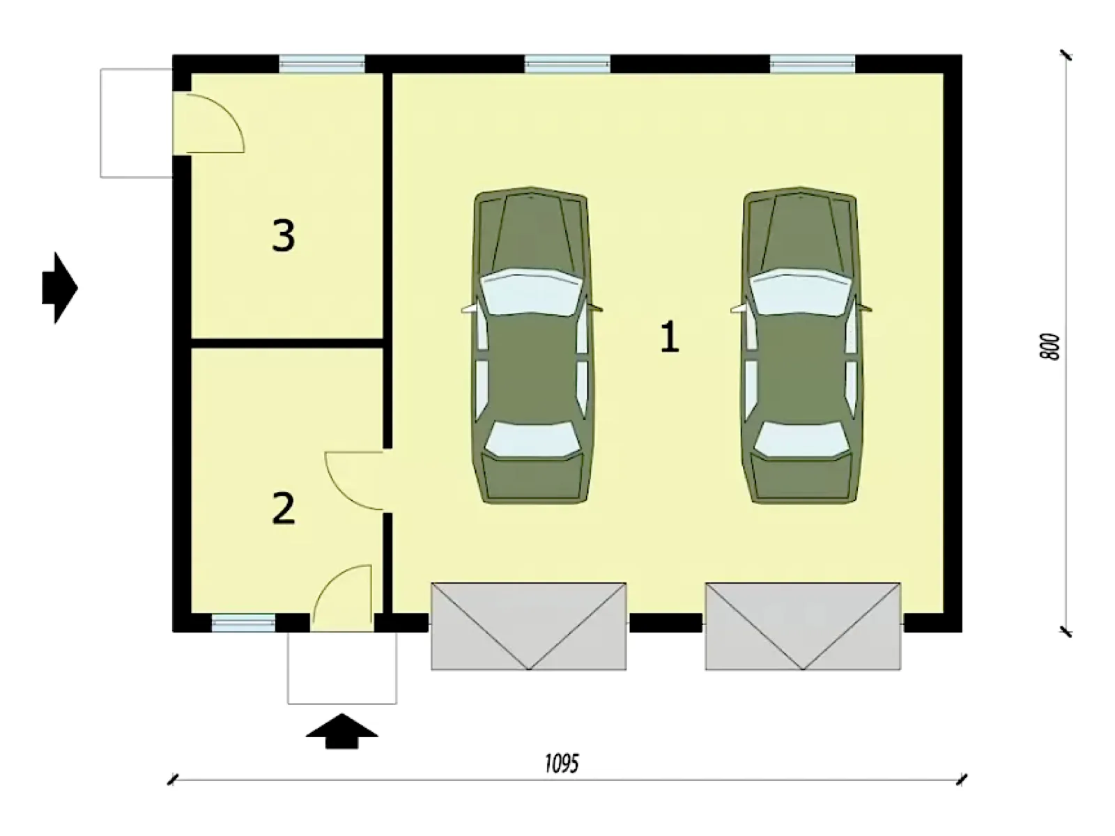 Планировка — Проект гаража 88 м² на две машины с мастерской