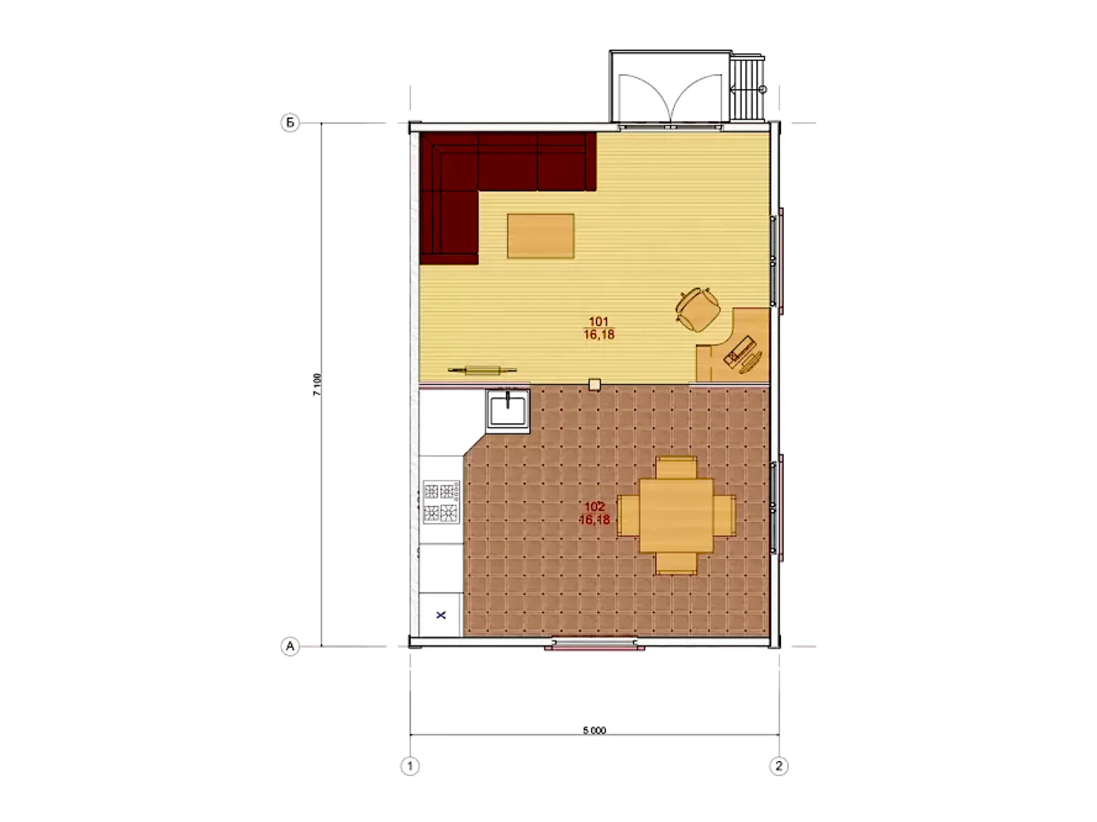 Планировка — Проект SIP-садовой студии 32 м² № 3580