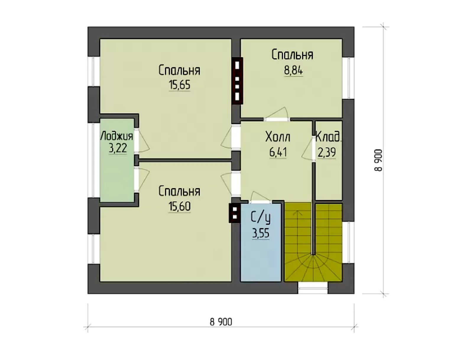 Планировка — Проект двухэтажного дома 118 м² с балконом