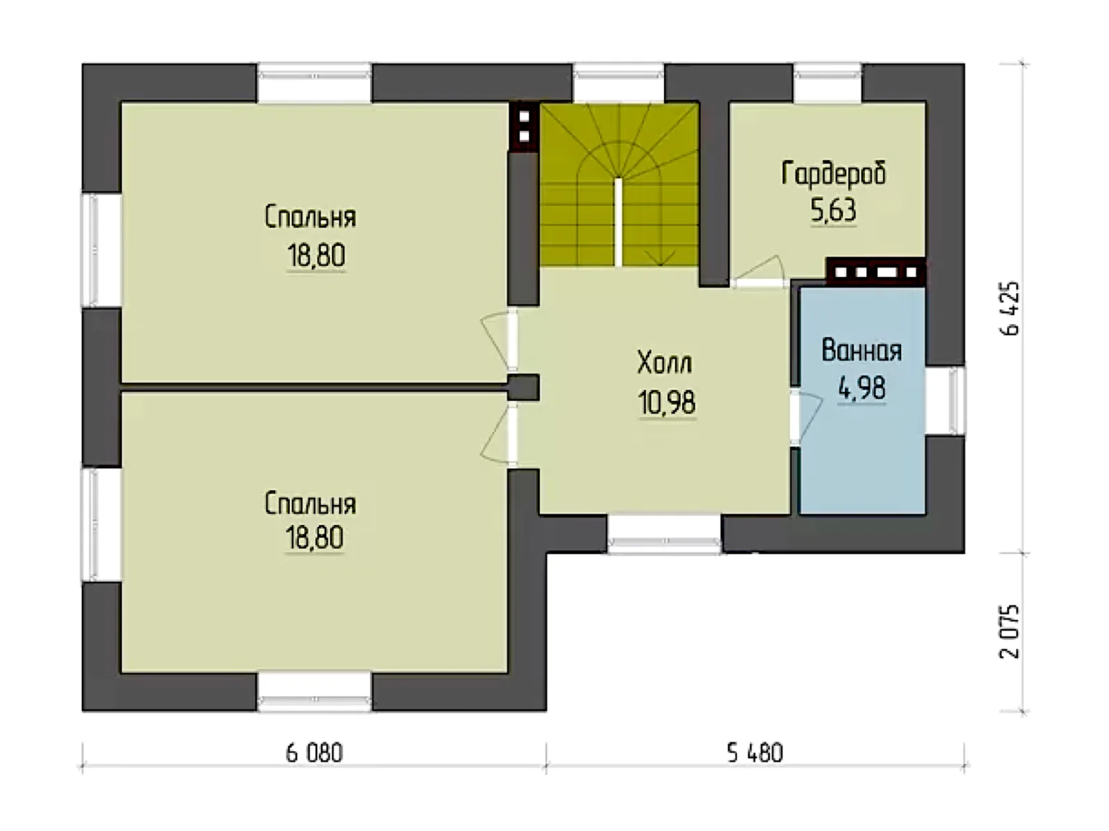Планировка — Проект двухэтажного дома 125 м²