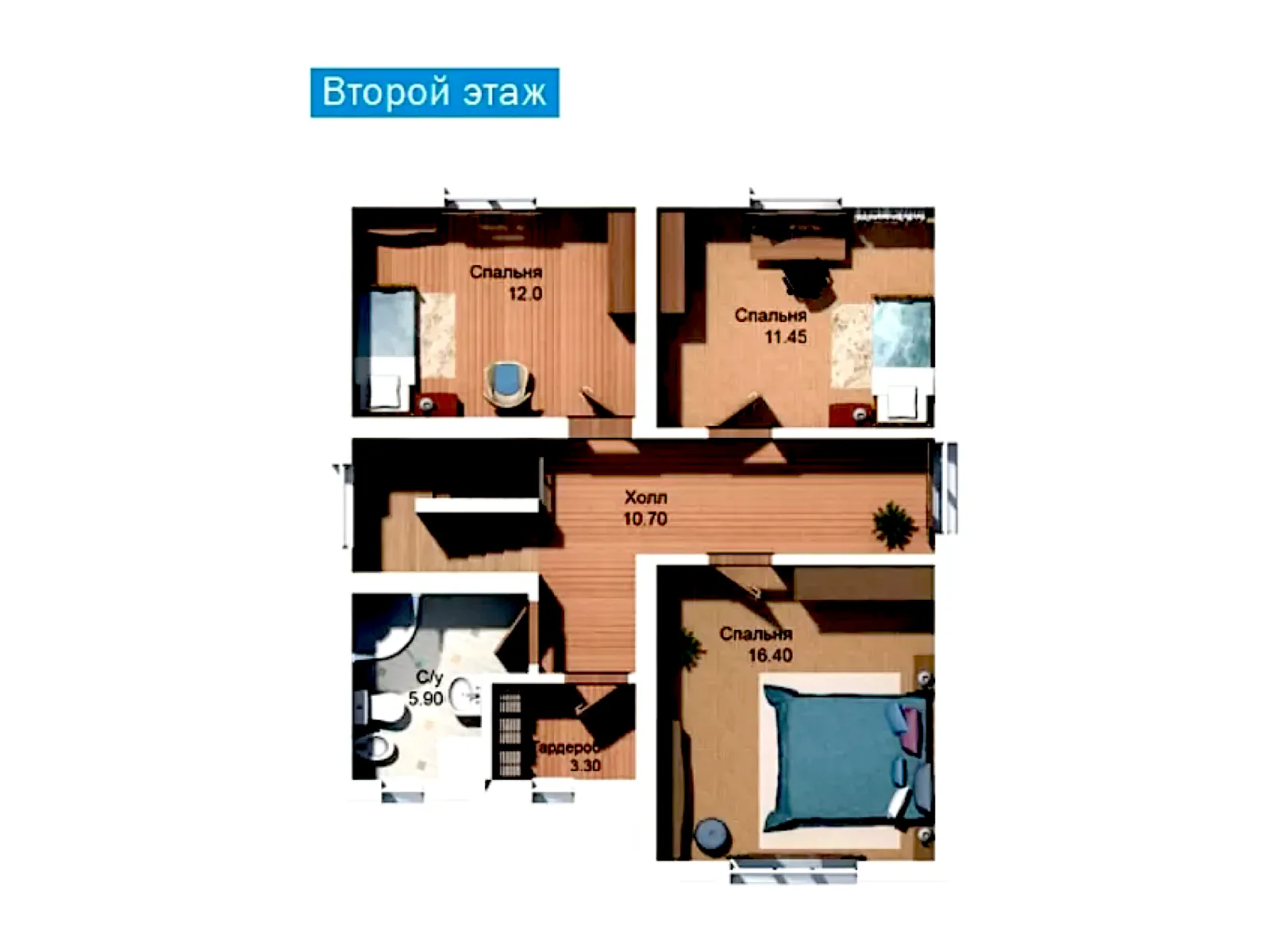 Планировка — Проект двухэтажного дома 156,85 м² с гаражом