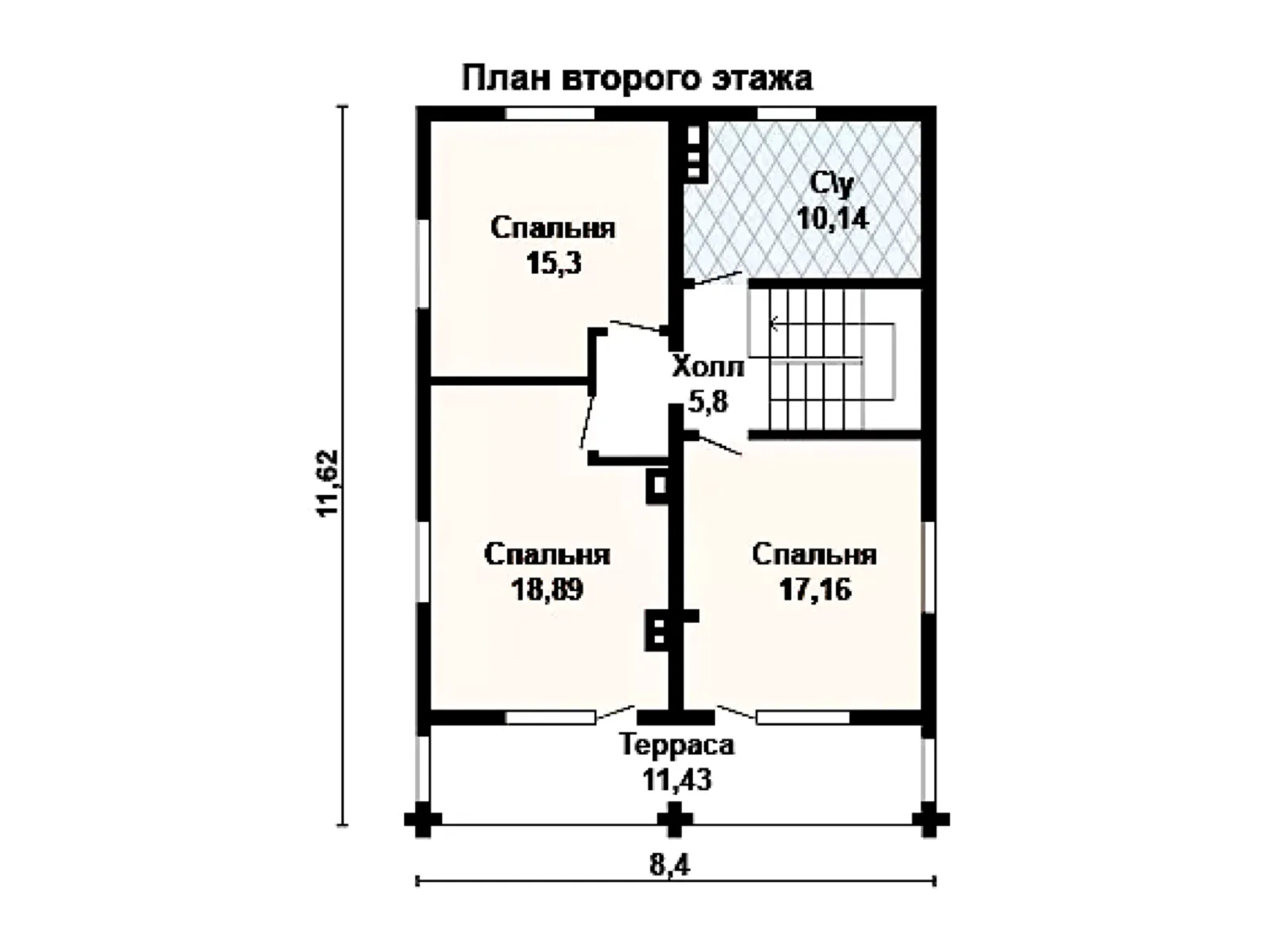 Планировка — Проект двухэтажного дома 162 м² с террасой и балконом