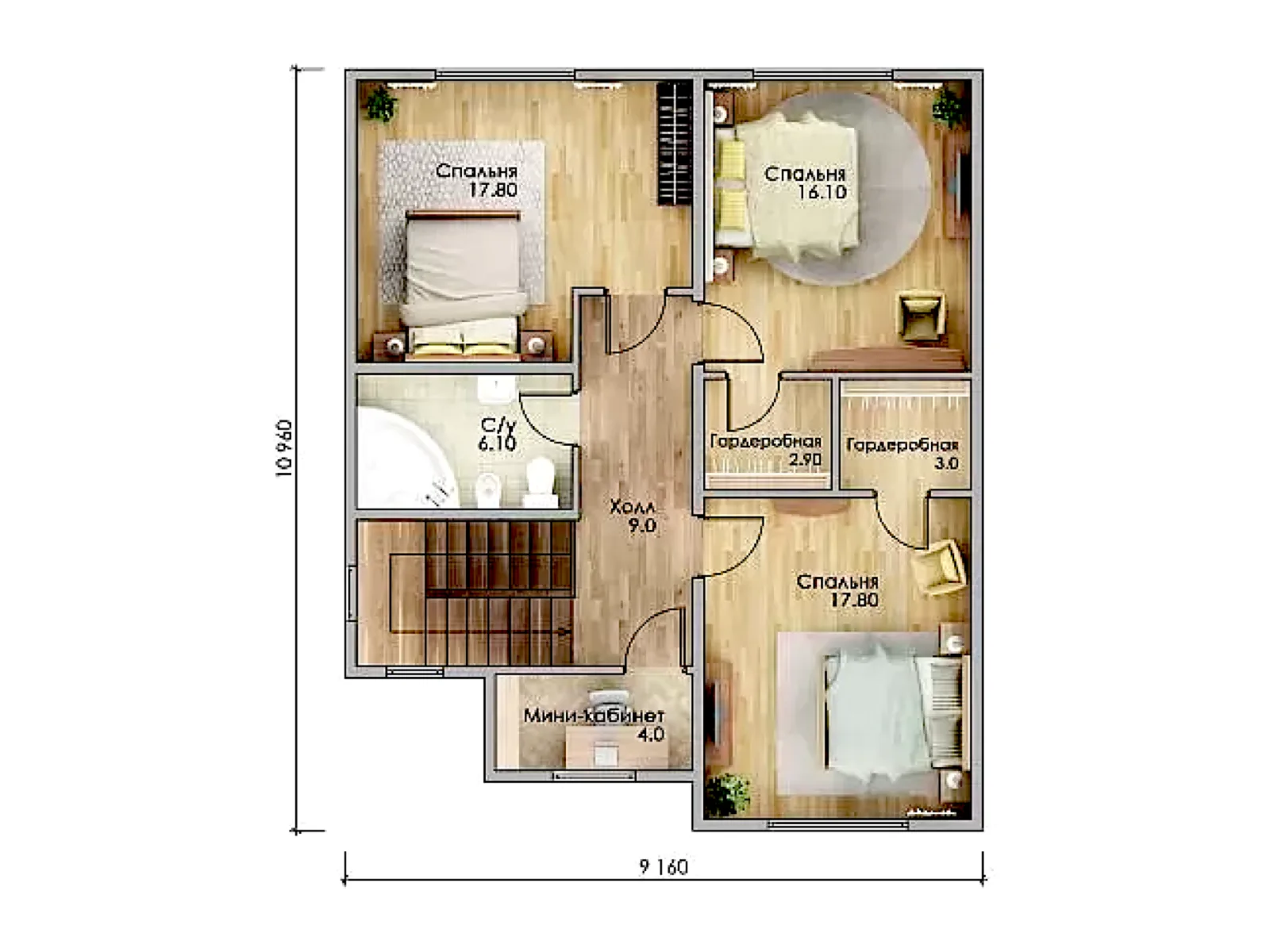 Планировка — Проект двухэтажного дома 173,2 м² с террасой