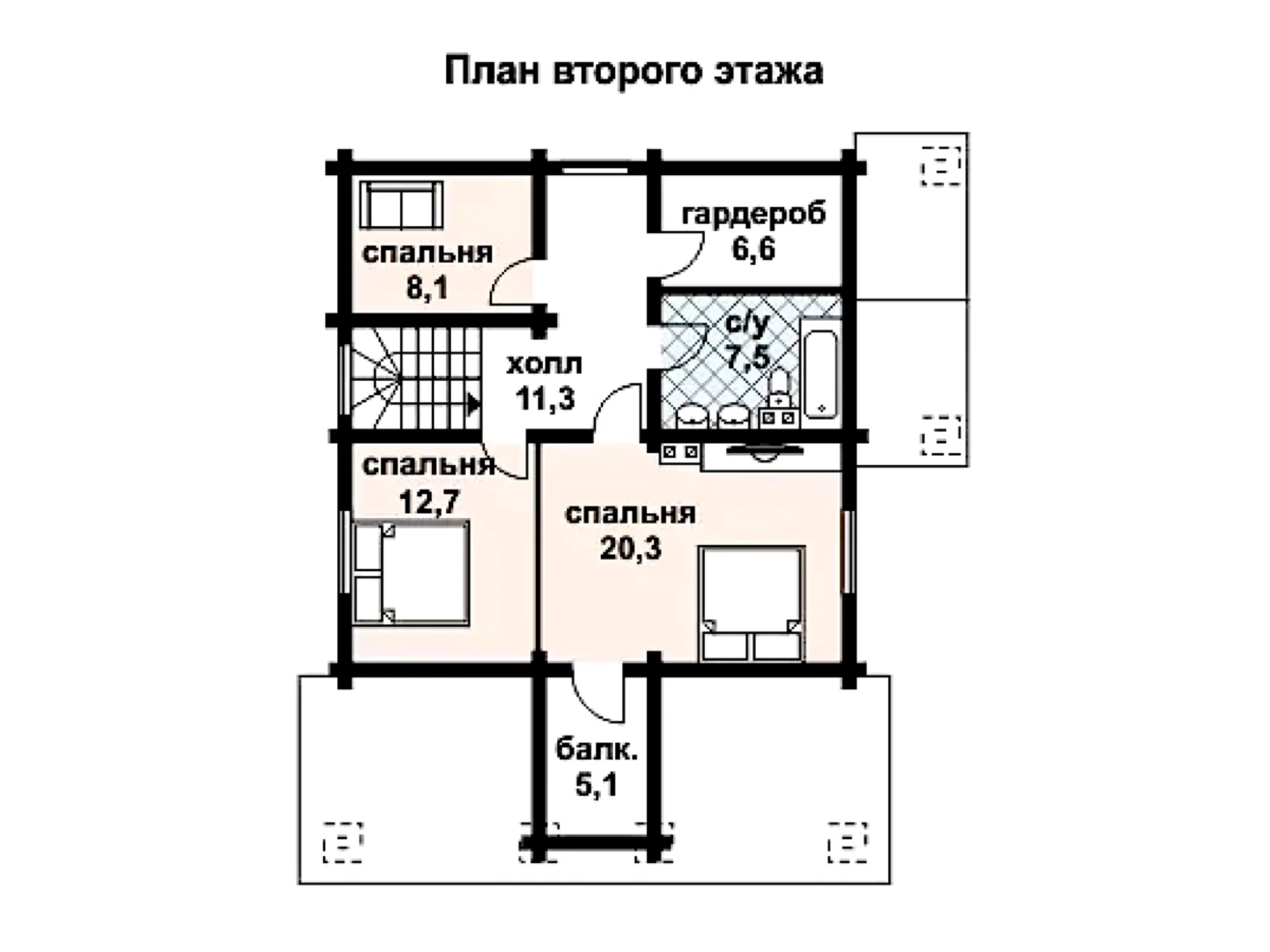 Планировка — Проект двухэтажного дома 173 м² с террасой и балконом