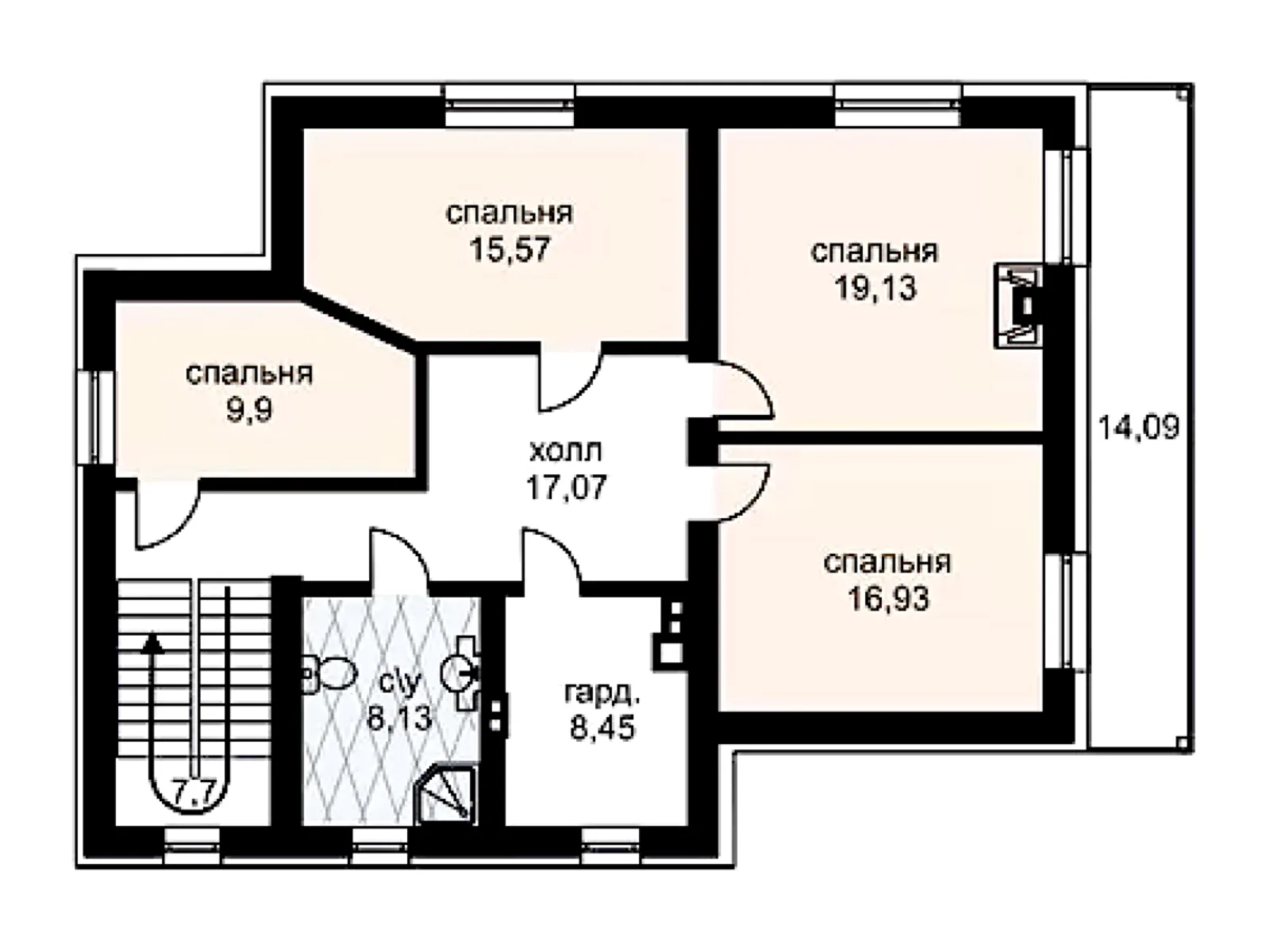 Планировка — Проект двухэтажного дома 218,94 м² с террасой и балконом