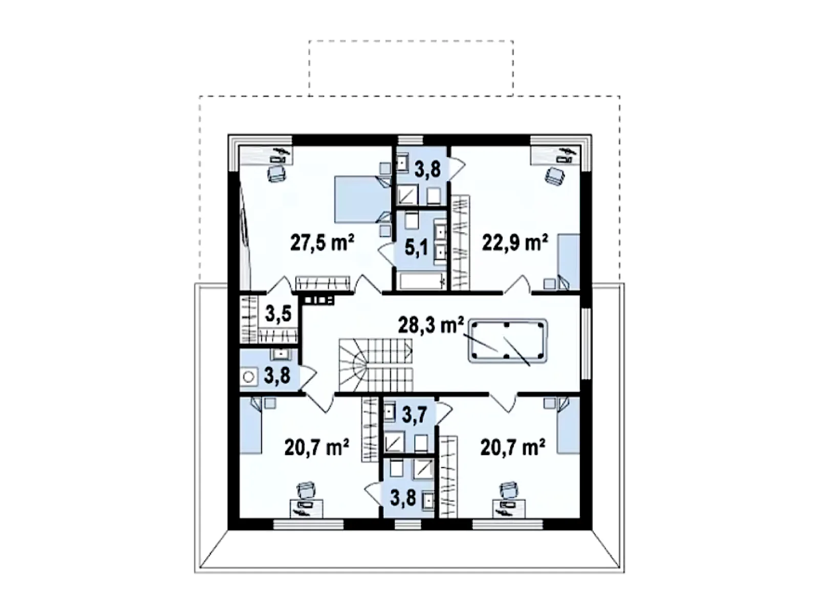 Планировка — Проект двухэтажного дома 328,5 м² с гаражом и террасой