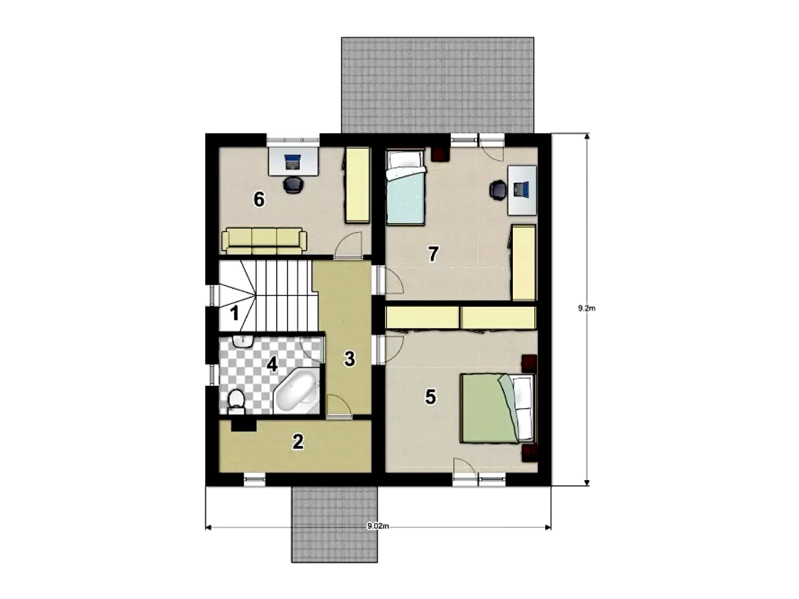 Планировка — Проект двухэтажного дома из СИП-панелей 147,9 м² с террасой № 2180