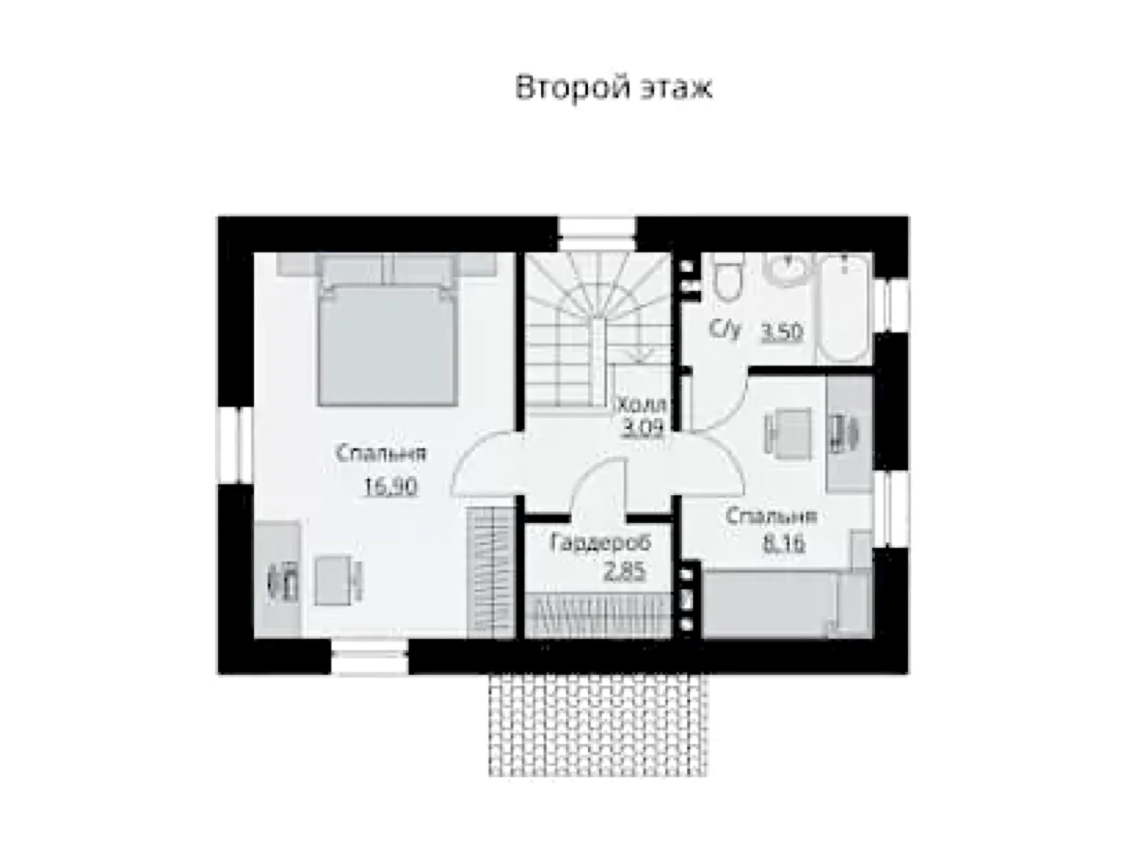 Планировка — Проект двухэтажного SIP-дома 67 м² № 2170