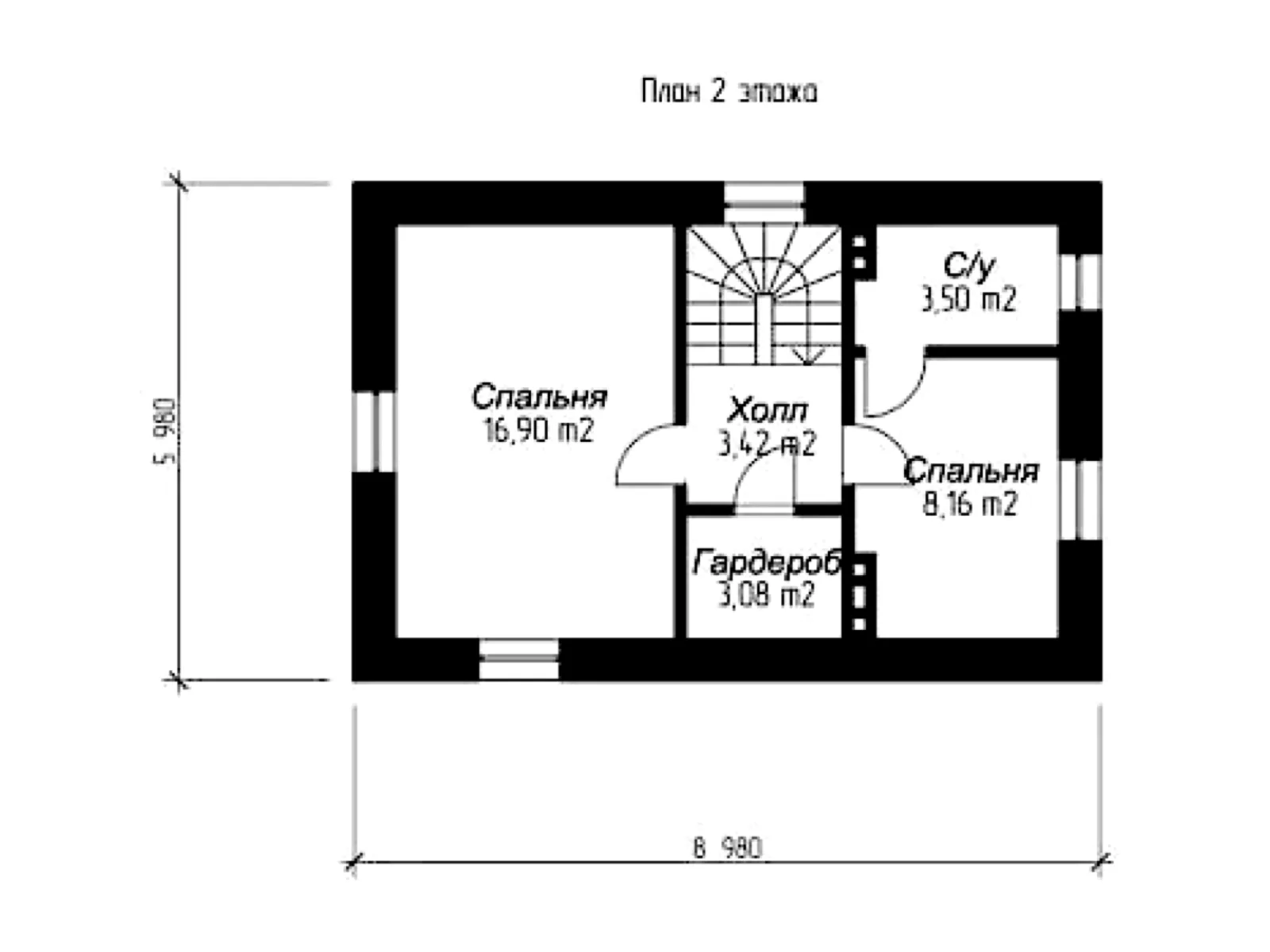 Планировка — Проект двухэтажного дома из СИП-панелей 72 м² № 2169