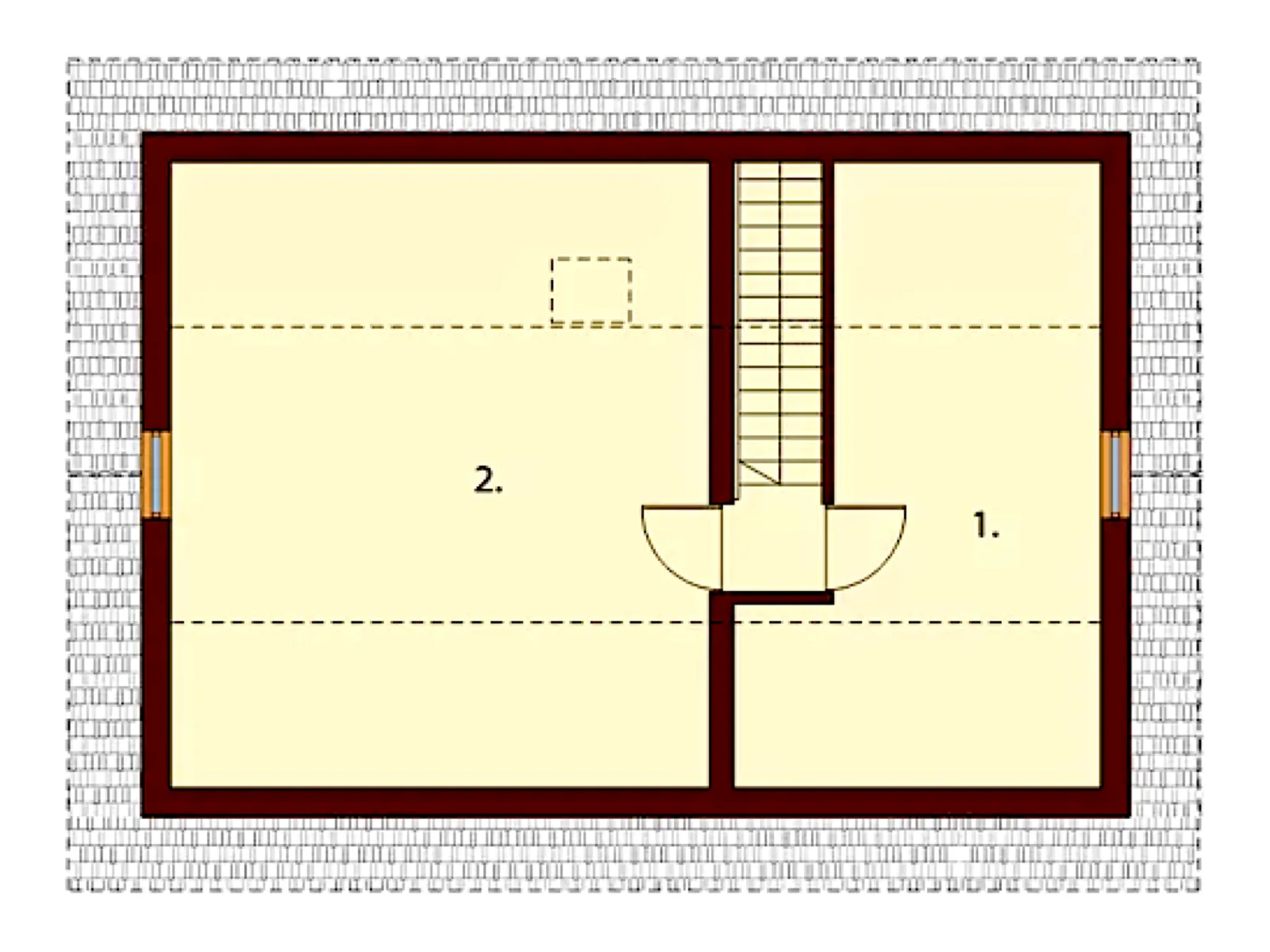 Планировка — Проект двухуровневого гаража 70 м² с навесом